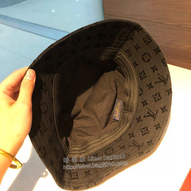 LV男女同款帽子 路易威登做舊牛仔刺繡漁夫帽遮陽帽  mm1182